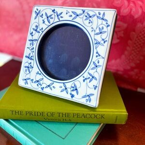 Vintage Ceramic Blue & White Picture Frame